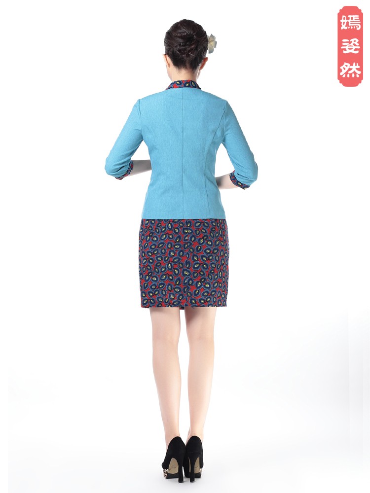春夏款spa桑拿美容院技师服养生会所女咨客工作服 q023 短裙款