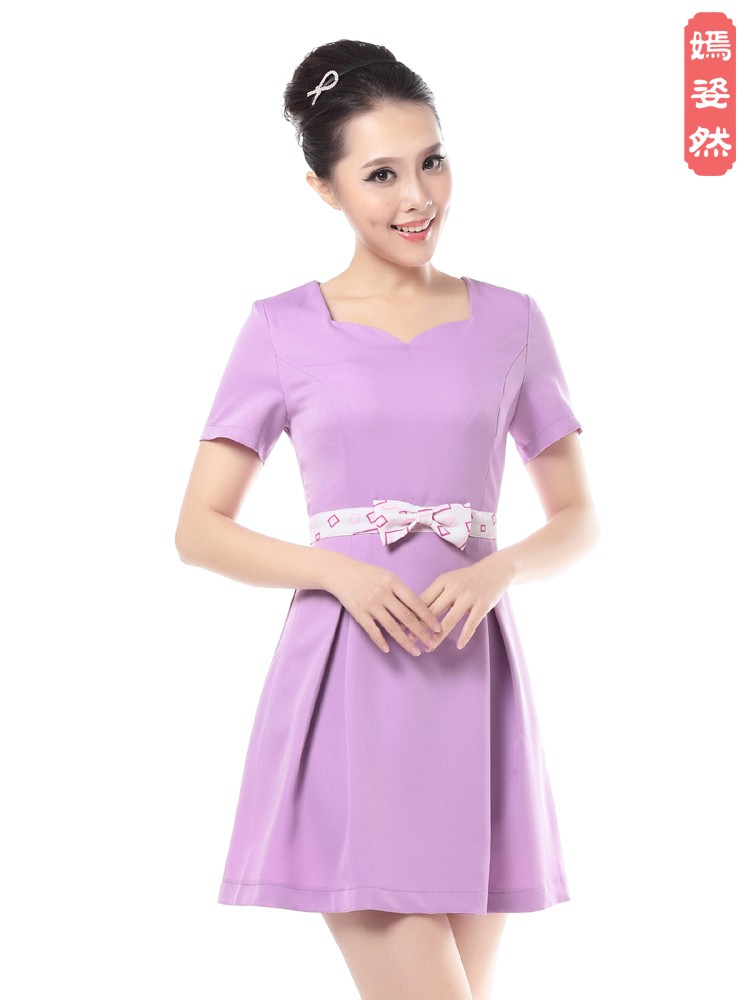 2015新款时尚韩版美容服连衣裙,时尚美容技师服装,时尚美容服
