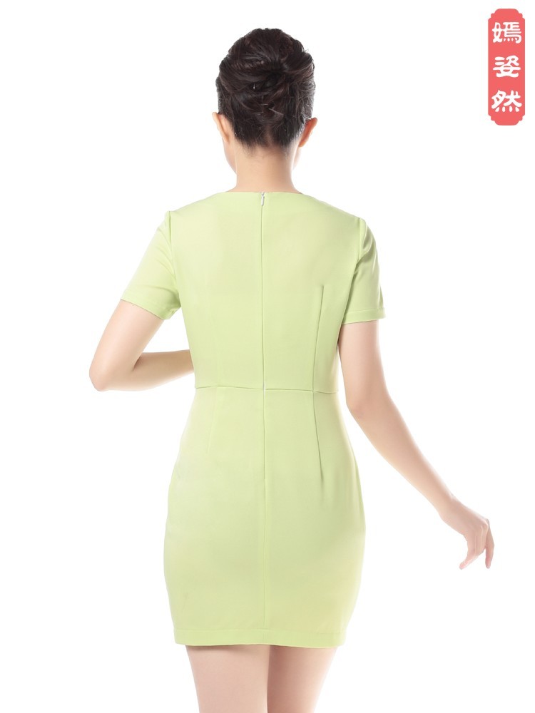 欧美夏季美容师工作服短袖美容院连衣裙职业装 s037